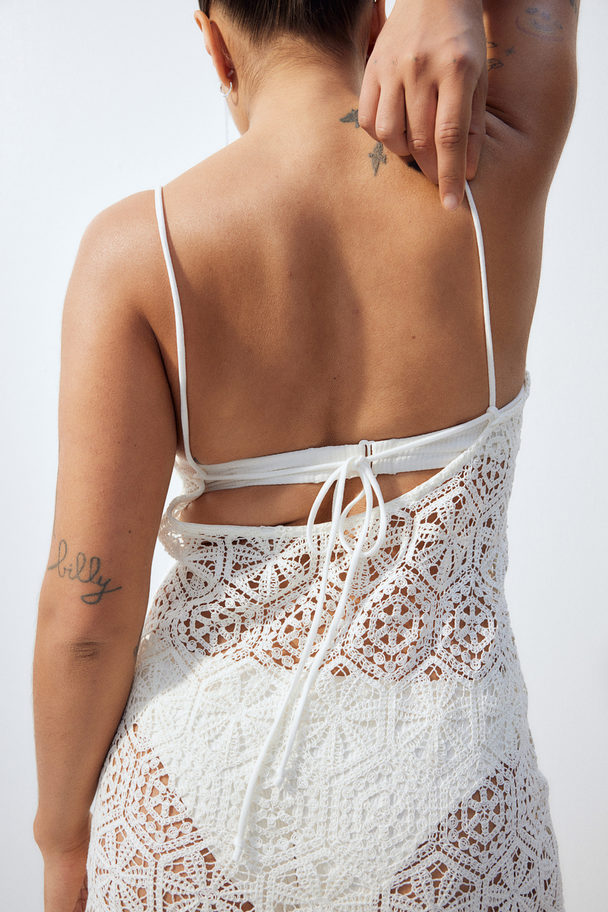 H&M Crochet-look Beach Dress White