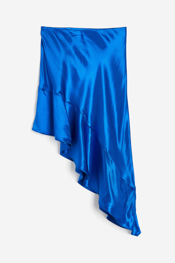 H&M Asymmetric Satin Skirt Bright Blue