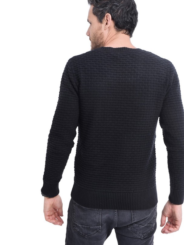 C&Jo Round-neck Fancy Knit Sweater