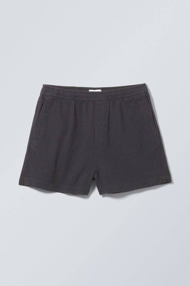 Weekday Alex Avslappet Shorts Mørkegrå Jacquard