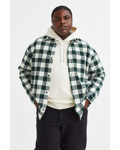 Oversized Fit Corduroy Shirt Black/green Checked