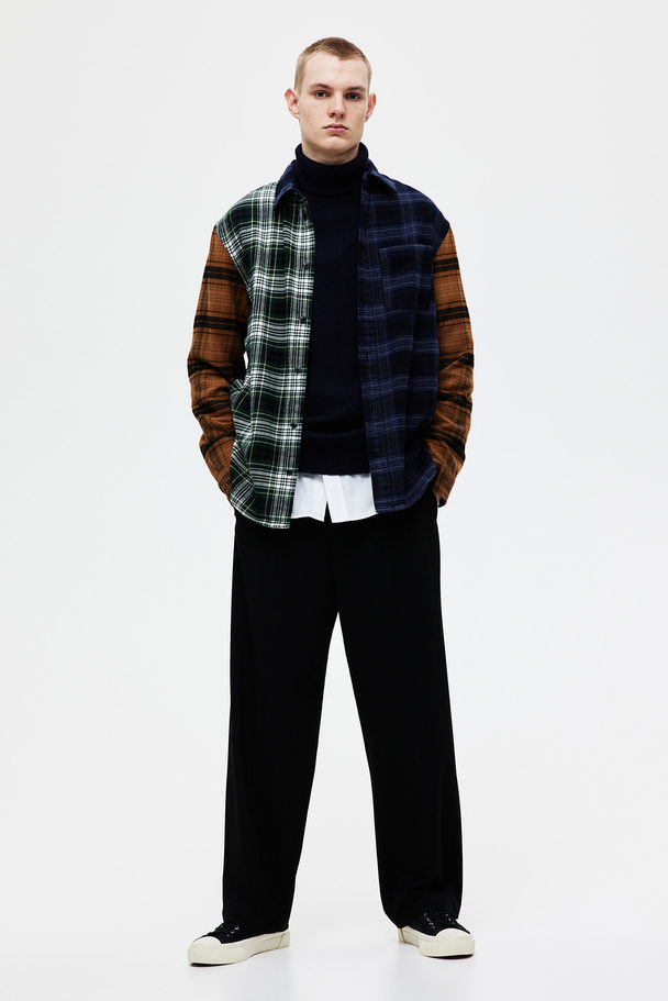 H&M Regular Fit Flannel Shirt Brown/purple Checked