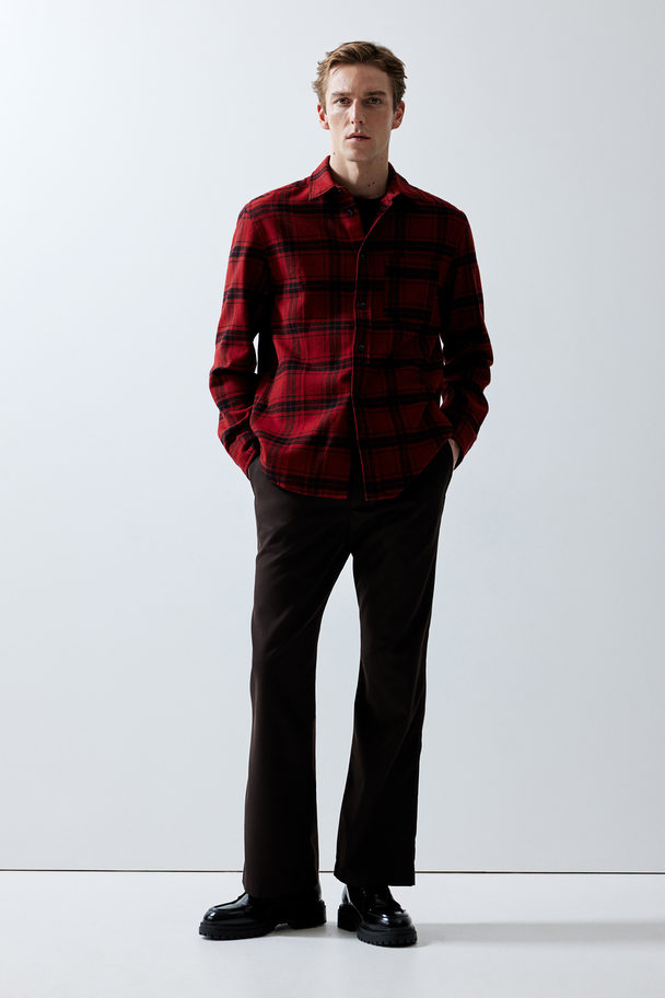 H&M Flanellskjorta Regular Fit Röd/svartrutig