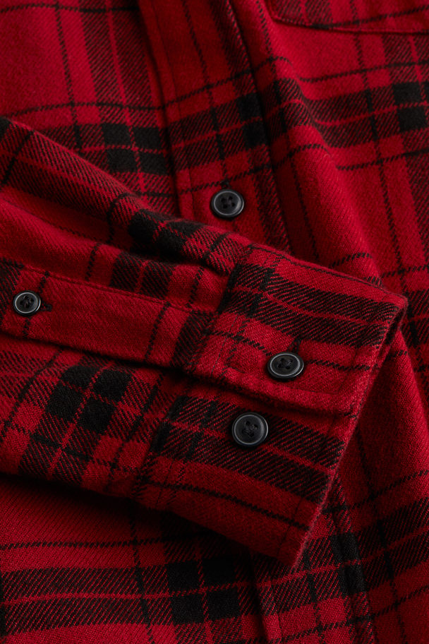 H&M Regular Fit Flannel Shirt Red/black Checked