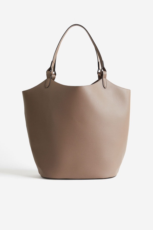 H&M Shopper mit Beschichtung Dunkelbeige