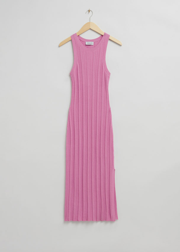 & Other Stories Fitted Midi Tank Dress Pink