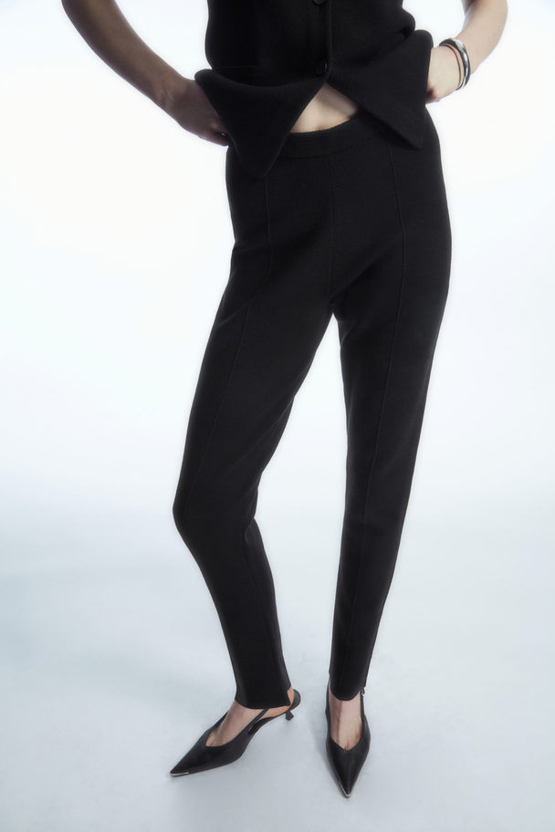 COS Slim-fit Knitted Trousers Black