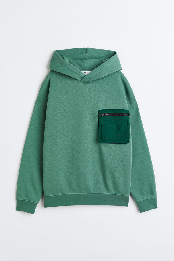 H&M Capuchonsweater Met Zakken Groen
