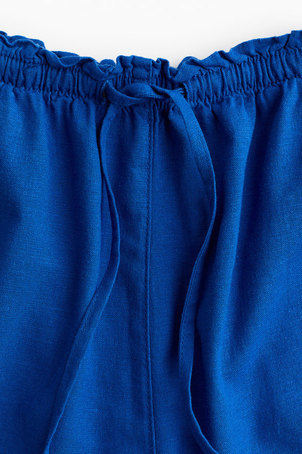 H&M Linen-blend Shorts Bright Blue