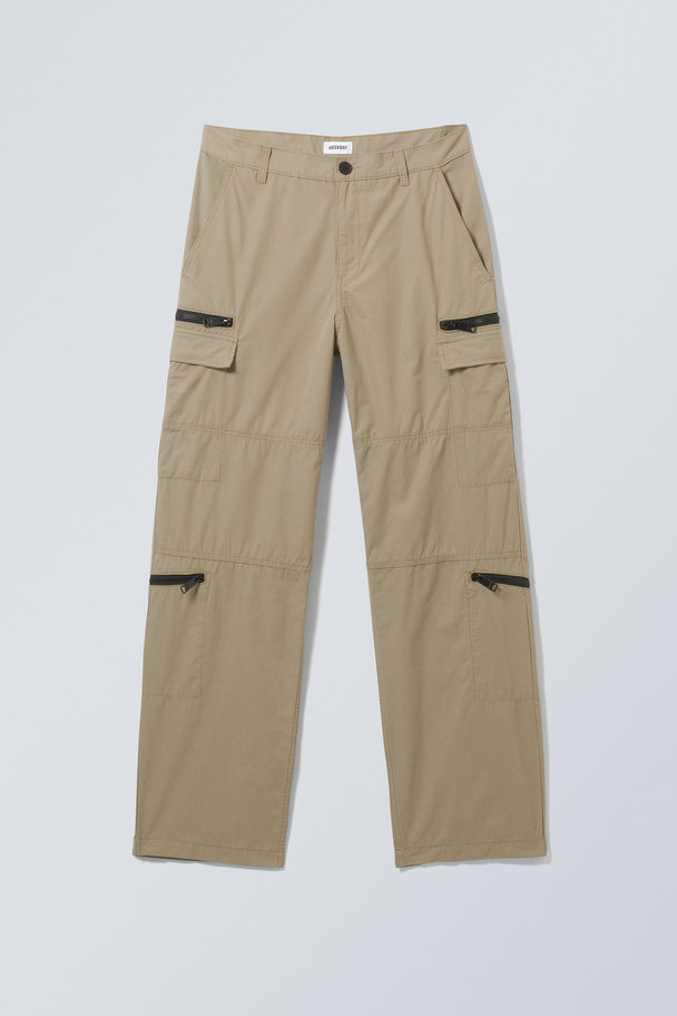 Weekday Relaxed Zipped Trousers Beige