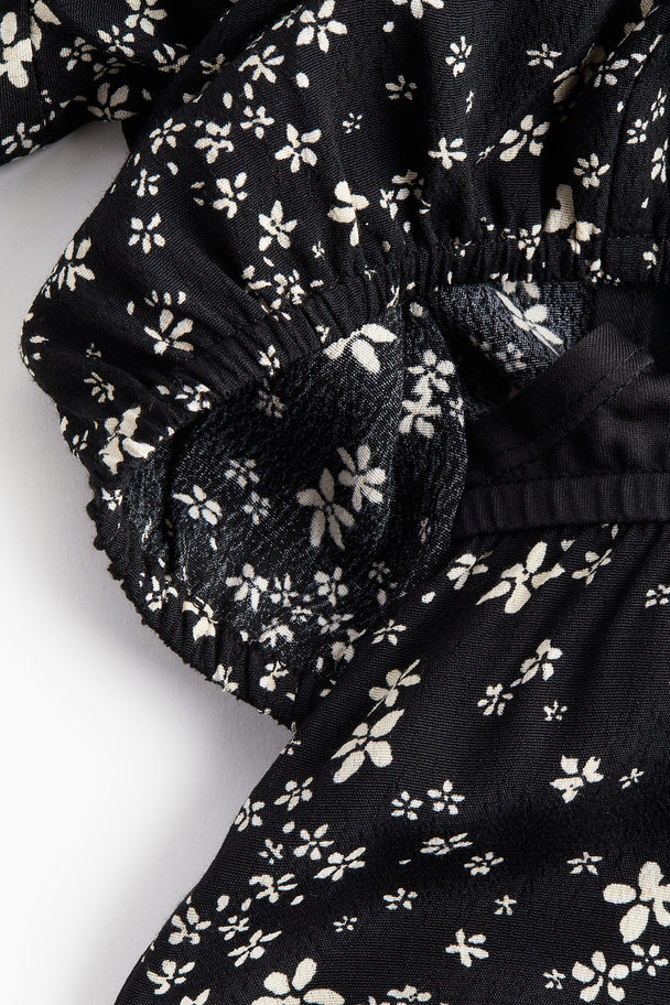 H&M Mama Viscose Nursing Dress Black/small Flowers