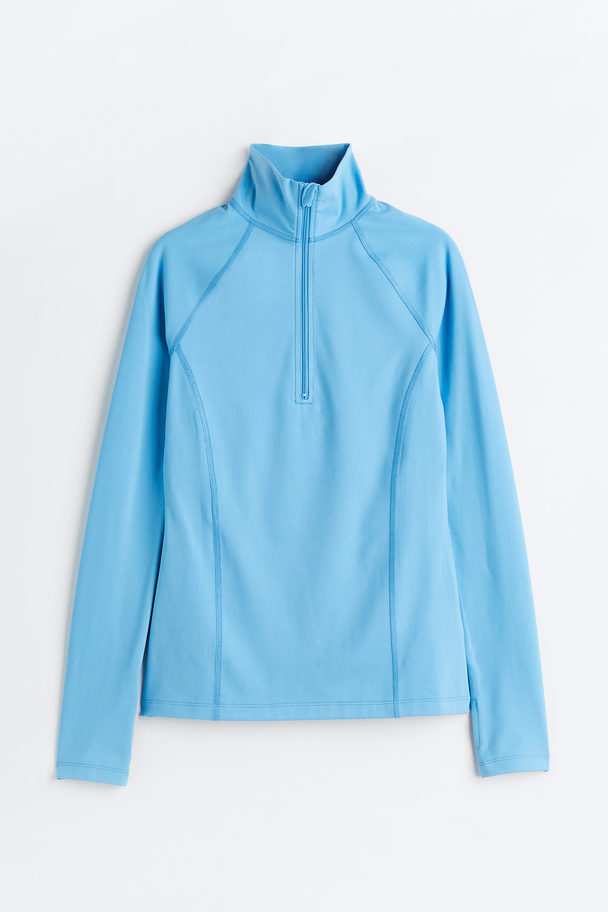 H&M Zip-top Fitted Top Light Blue