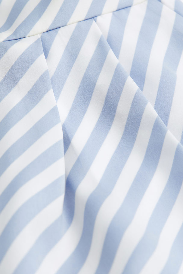 H&M V-neck Satin Jumpsuit Light Blue/striped