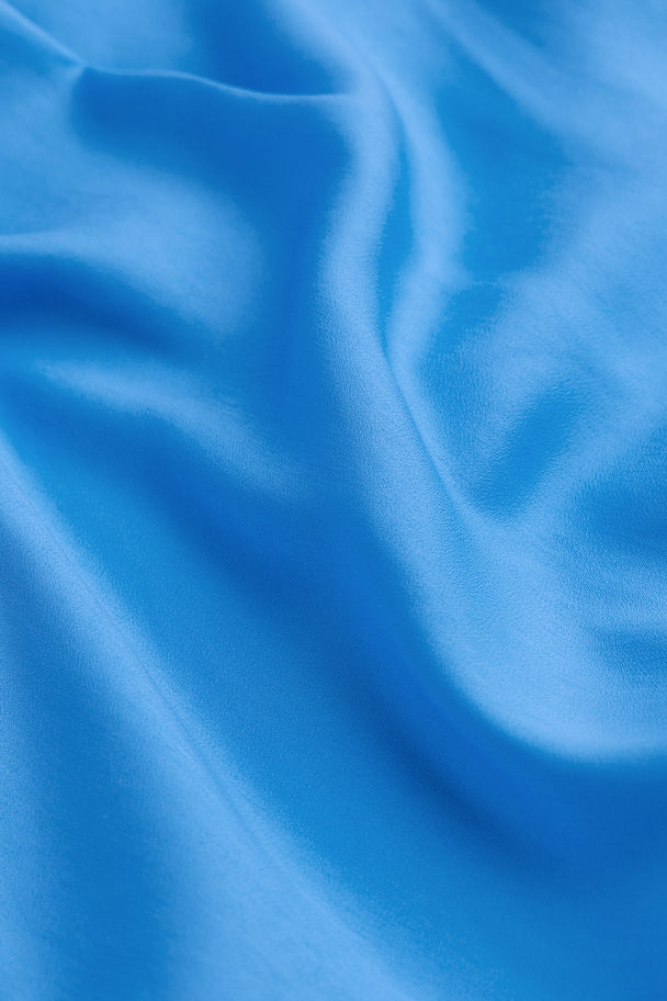 H&M V-neck Satin Jumpsuit Bright Blue