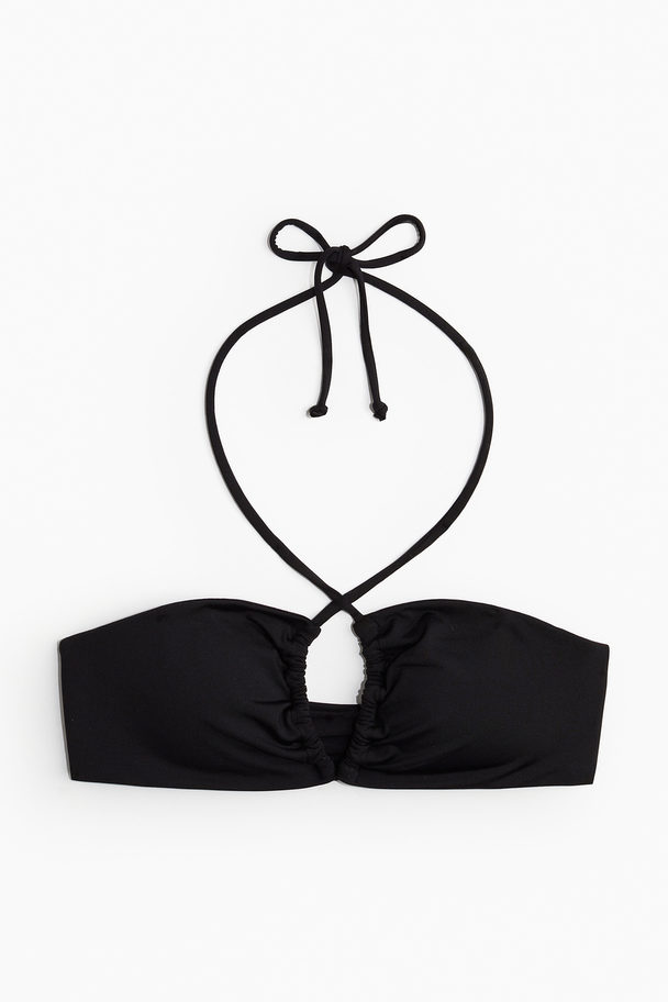 H&M Vatteret Bikinitop Med Halterneck Sort