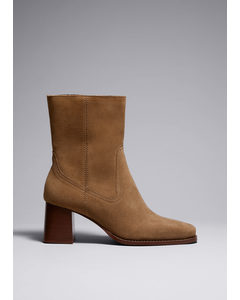 Classic Leather Ankle Boots Beige