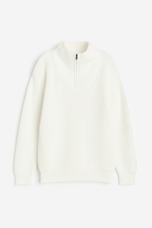 H&M Pullover mit Zipper Weiß