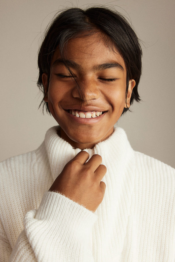 H&M Pullover mit Zipper Weiß