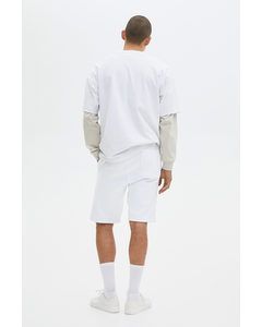 Relaxed Fit Cotton Jogger Shorts White