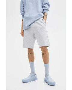 Relaxed Fit Cotton Jogger Shorts Light Grey Marl