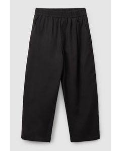 Oversized-fit Elasticated Trousers Black
