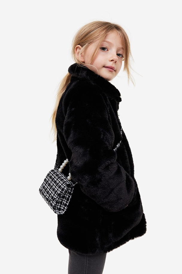 H&M Collared Fluffy Jacket Black