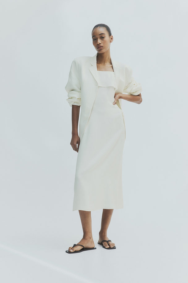 H&M Slipkleid mit Volantbesatz Weiß