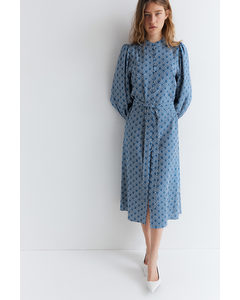 Kleid in A-Linie Blau/Gemustert