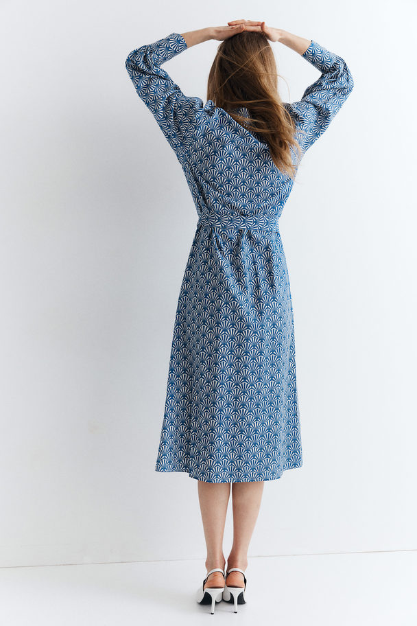H&M Kleid in A-Linie Blau/Gemustert