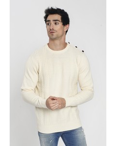 Round Neck Plaited Cacle 3 Bts Shoulder Sweater