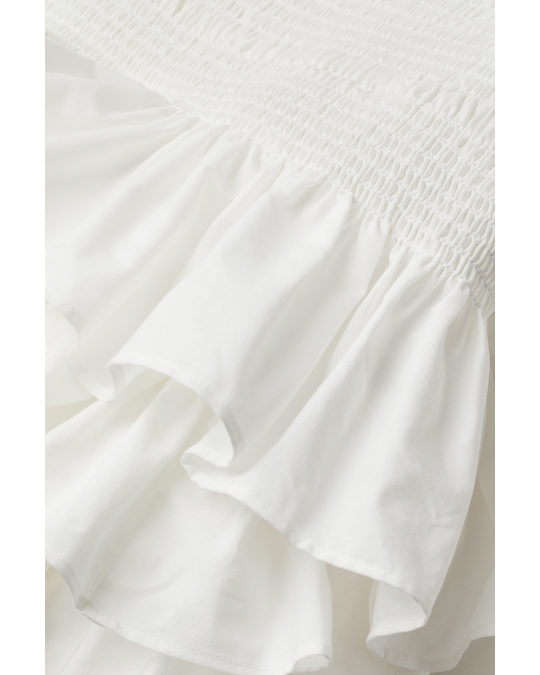 H&M Flounced Cotton Skirt White