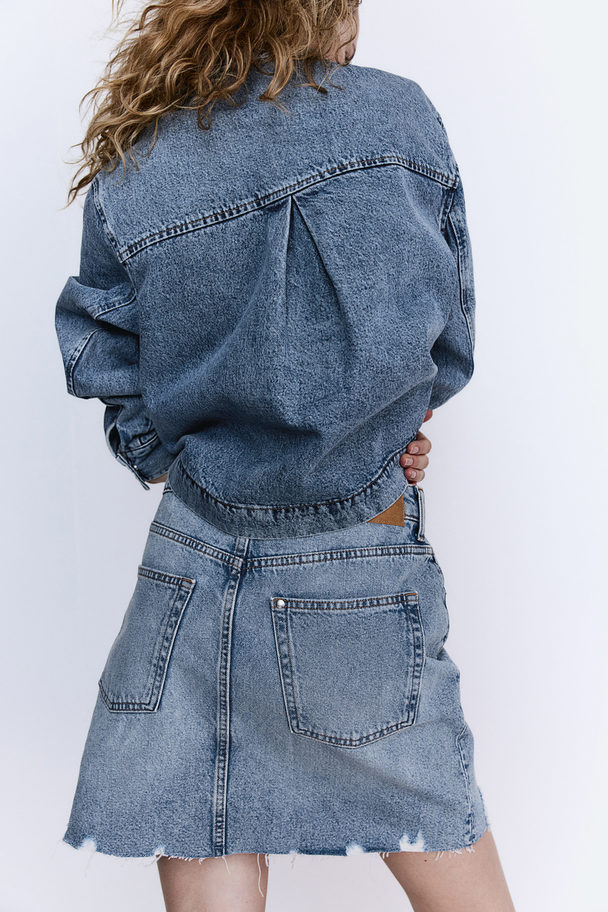 H&M Nederdel I Denim Med Slå Om-talje Lys Denimblå