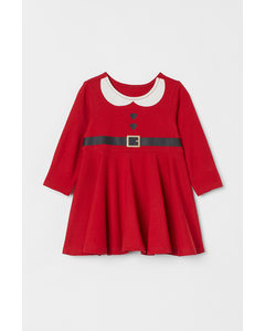Kleid aus Baumwolljersey Rot/Weihnachtsmann