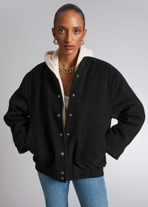 & Other Stories Oversized Wool Jacket Black
