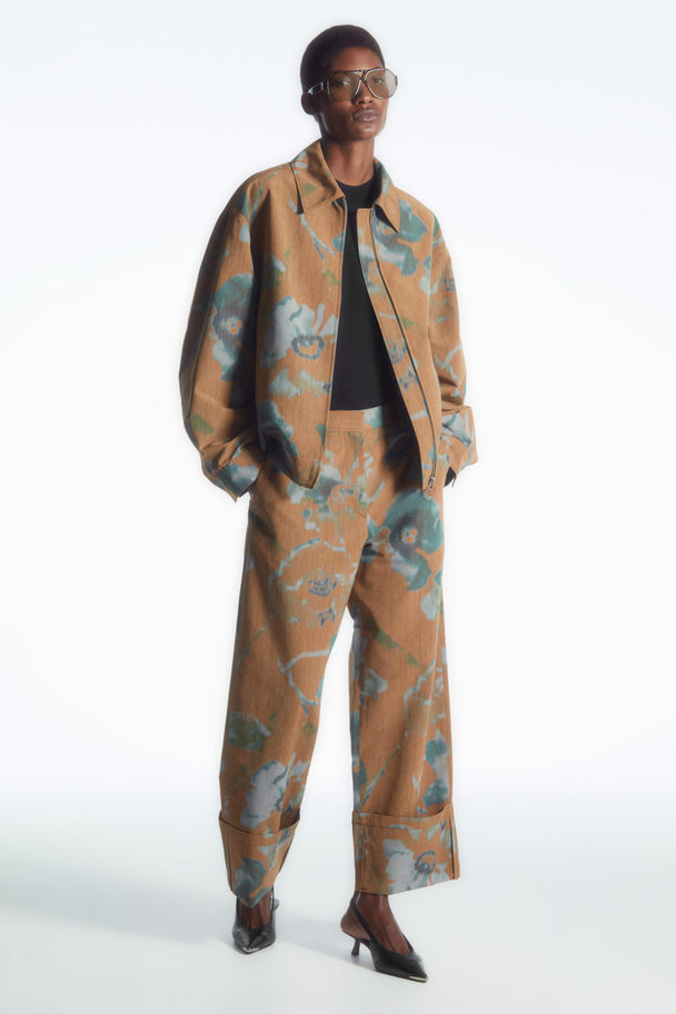 COS Floral-print Turn-up Trousers Brown / Floral