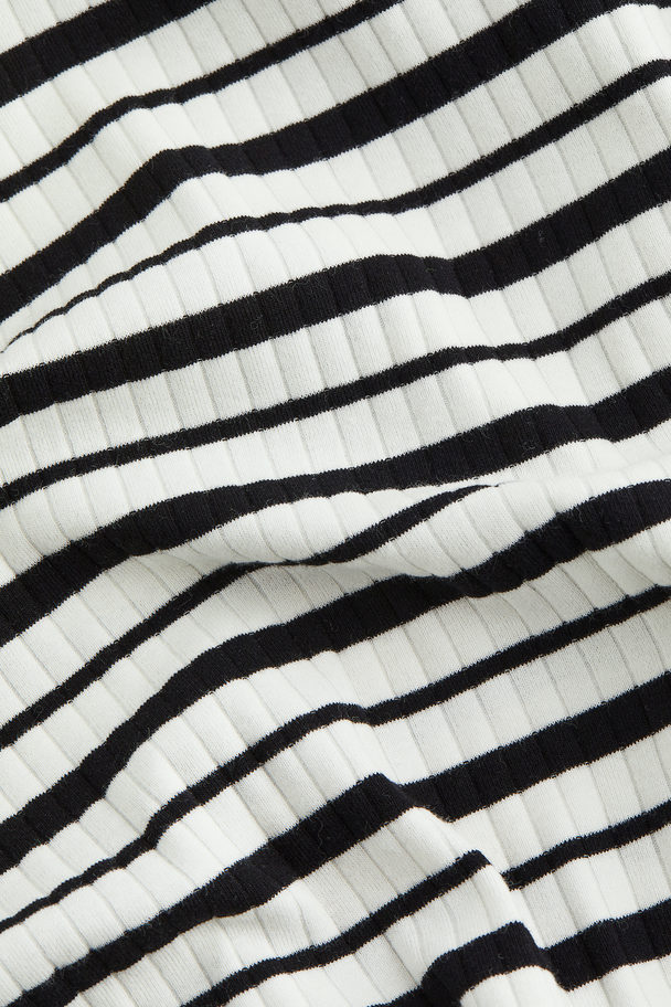 H&M Mama Ribbed Cotton Dress White/black Striped