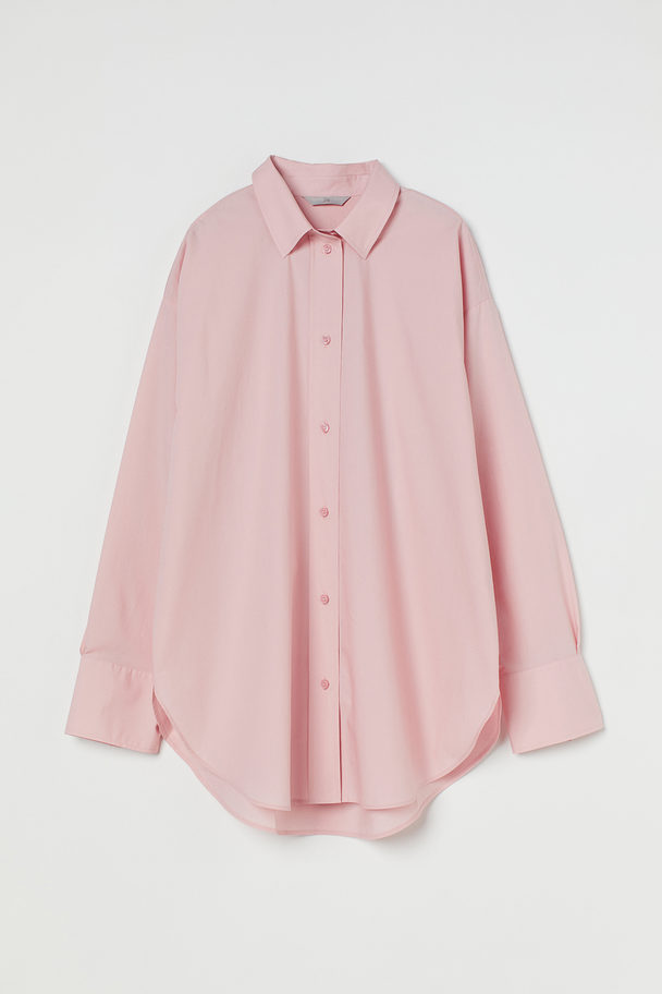H&M Cotton Poplin Shirt Light Pink