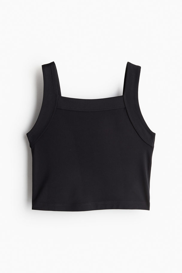 H&M SoftMove™ Kurzes Sport-Tanktop Schwarz