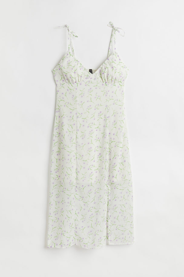 H&M Slit-detail Dress White/floral