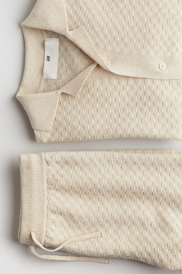 H&M 2-piece Cotton-knit Set Light Beige