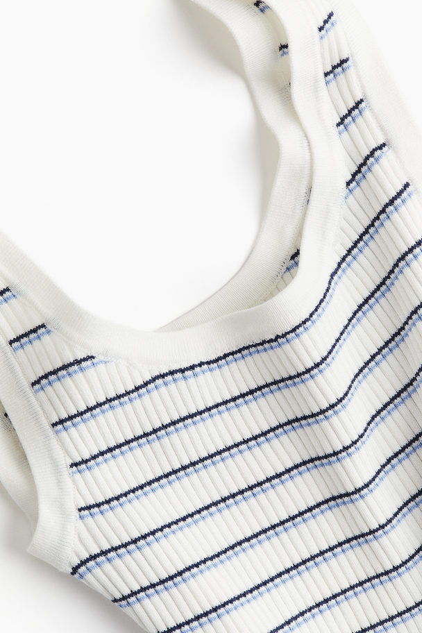 H&M Rib-knit Vest Top Cream/striped