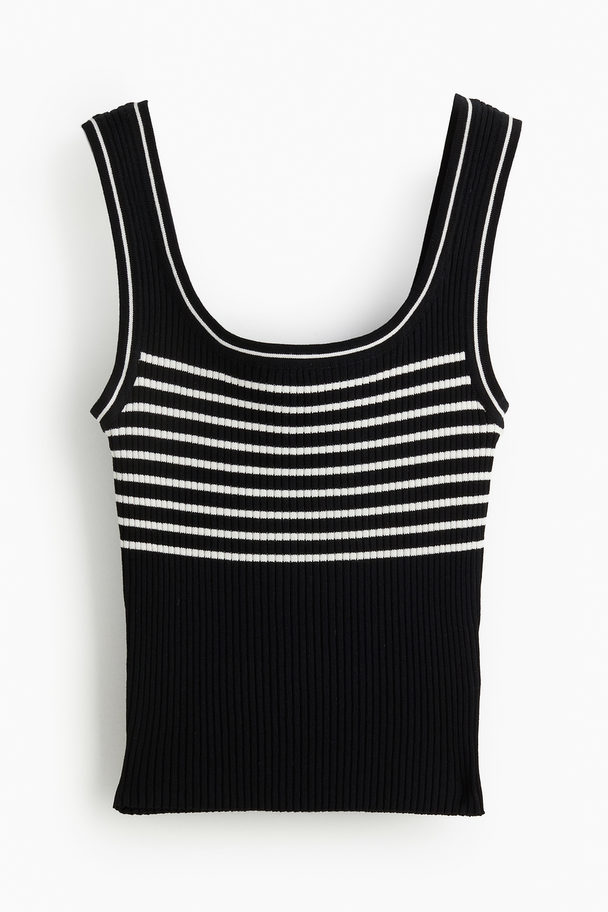 H&M Rib-knit Vest Top Black/striped
