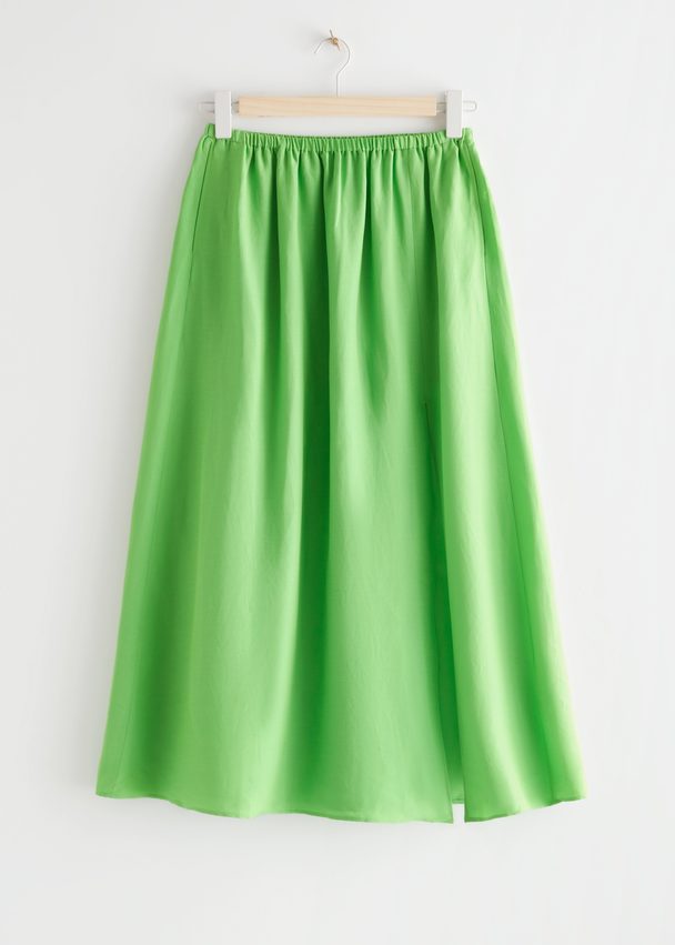 & Other Stories Wide Midi Skirt Lime