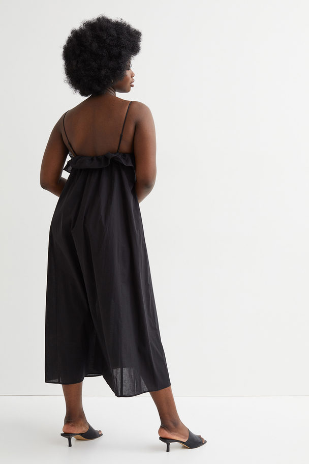 H&M Flounce-trimmed Dress Black