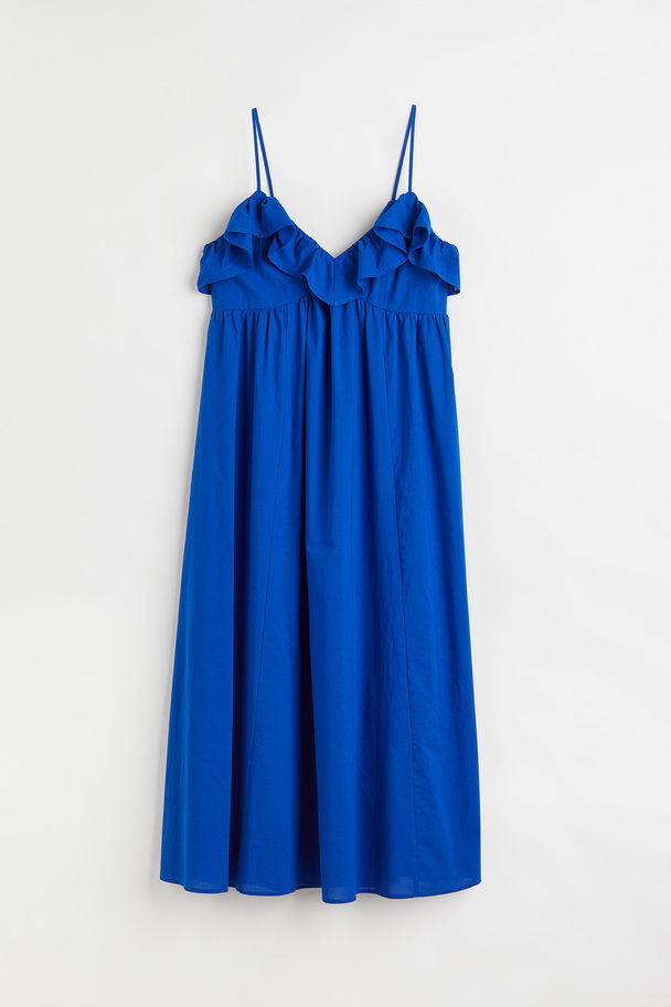 H&M Kleid mit Volant Kornblumenblau