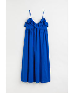 Flounce-trimmed Dress Cornflower Blue