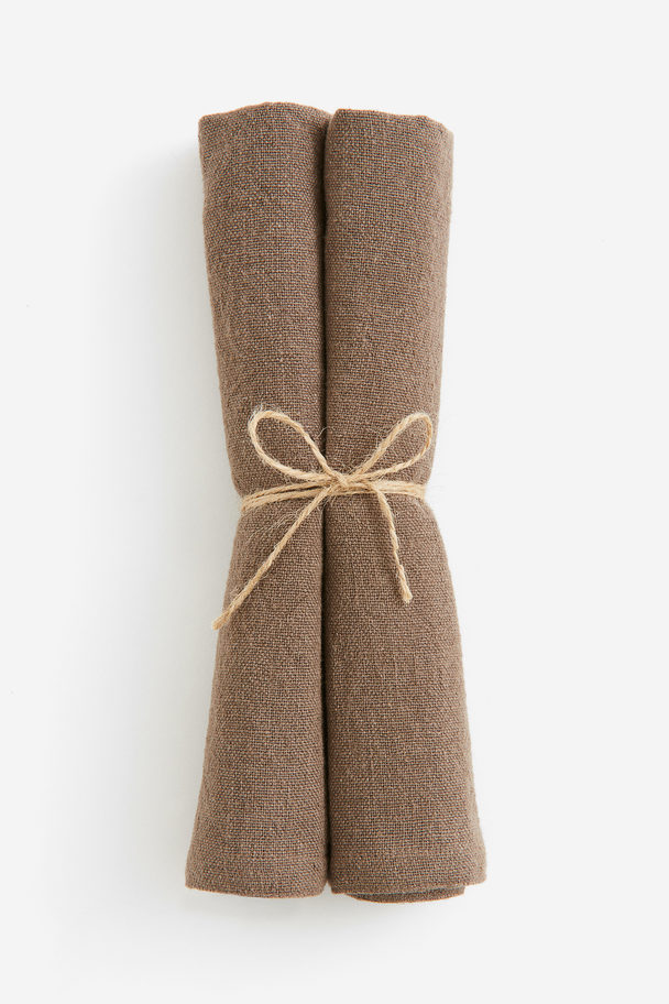 H&M HOME 2-pack Linen-blend Napkins Brown