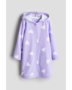 Hooded Dressing Gown Light Purple/hearts
