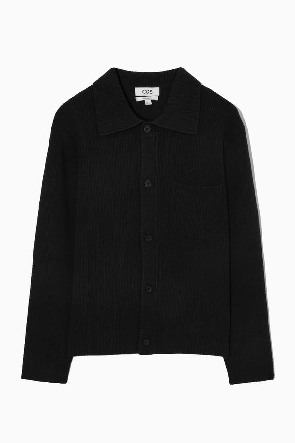 COS Collared Textured-knit Cardigan Black