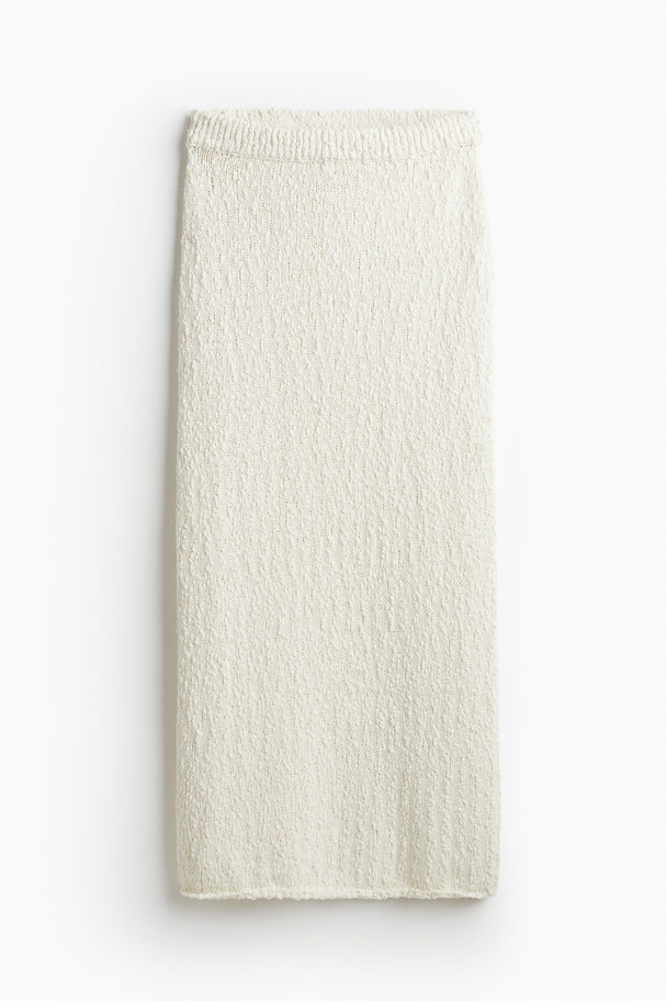 H&M Silk-blend Knitted Skirt Cream